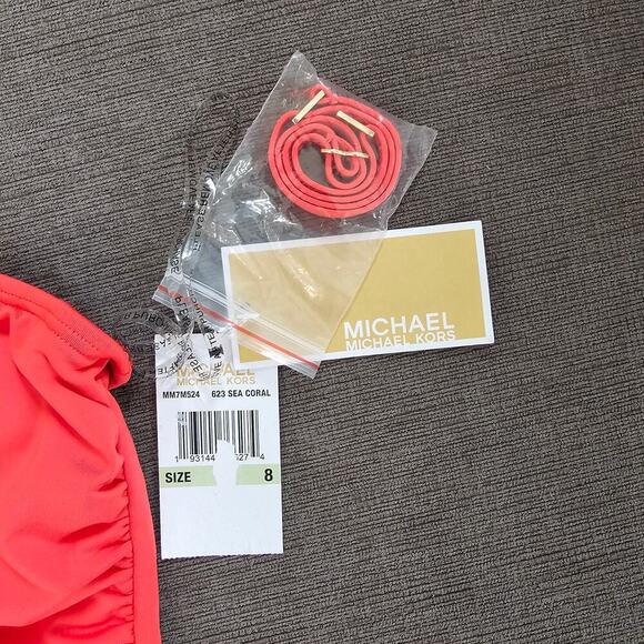 MICHAEL Michael Kors Women's Sea Coral One-Shoulder One Piece Swimsuit Size 8 - Picture 13 of 13